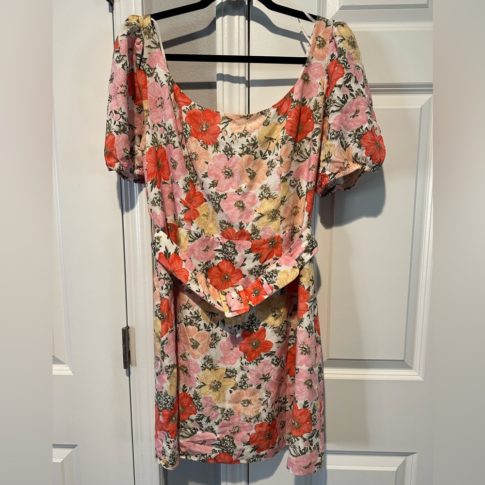 & Other Stories Pink and Red Floral Mini Dress